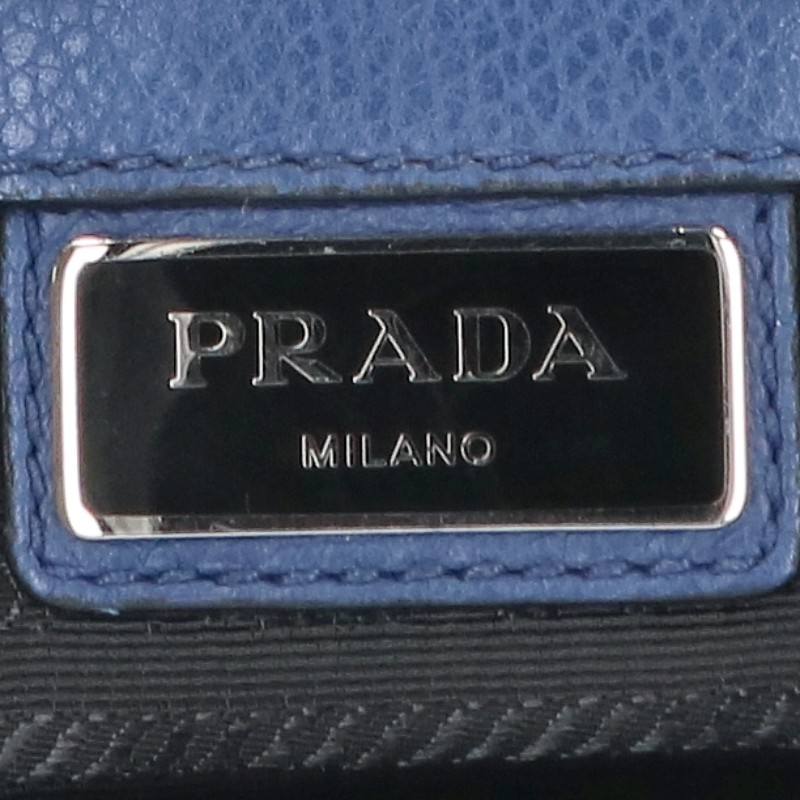 PRADA 2VD005 Leather Shoulder Bag Blue/Silver Size ONE SIZE