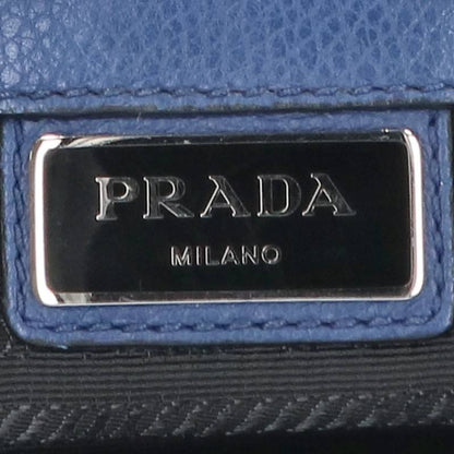 PRADA 2VD005 Leather Shoulder Bag Blue/Silver Size ONE SIZE