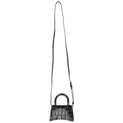 BALENCIAGA Hourglass Croc-Embossed Bag Black Size ONE SIZE