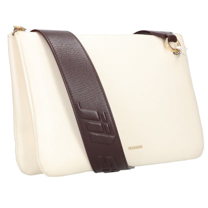JILSANDER Leather Shoulder Bag White/Brown Size ONE SIZE