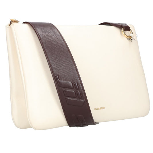 JILSANDER Leather Shoulder Bag White/Brown Size ONE SIZE