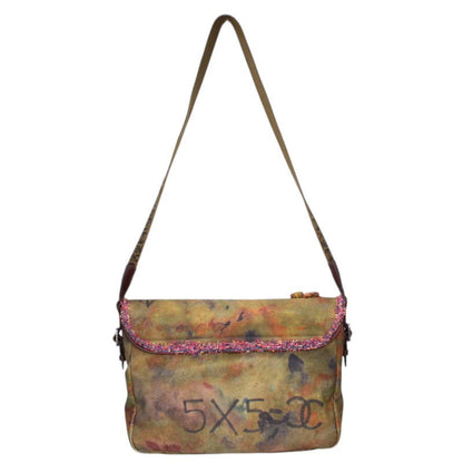 CHANEL Embroidered Graphic Khaki Green Shoulder Bag Size ONE SIZE