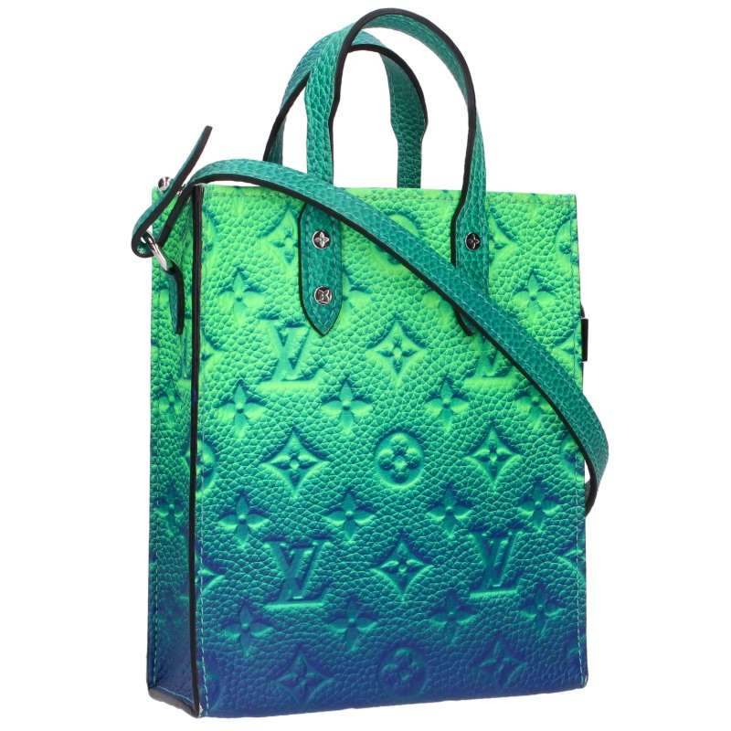 LOUISVUITTON Sac Plat Monogram Empreinte Bag Green Size XS