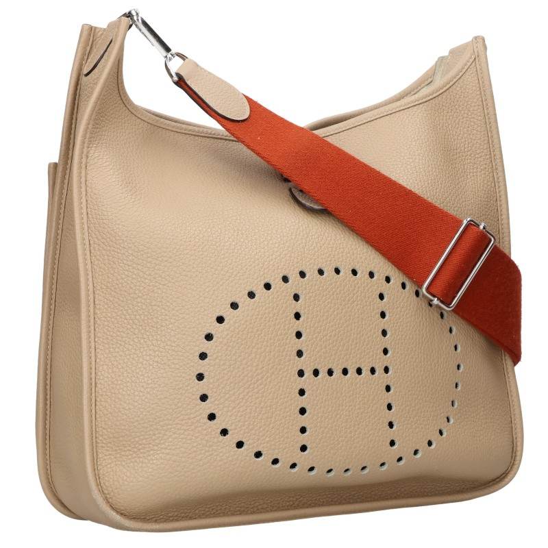 HERMES Evelyne 3 GM Leather Shoulder Bag Beige Size GM