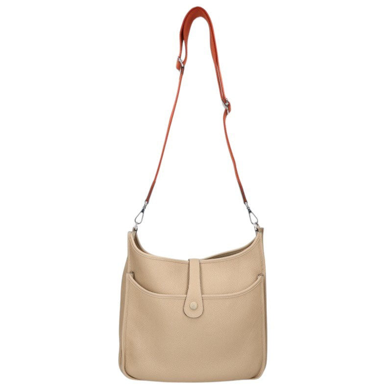 HERMES Evelyne 3 GM Leather Shoulder Bag Beige Size GM