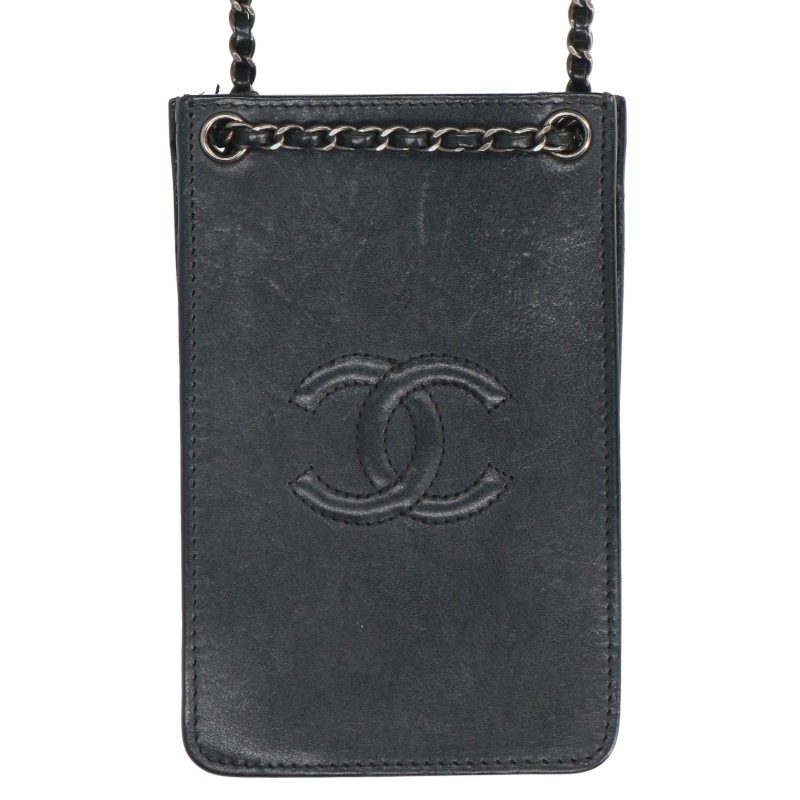 CHANEL Coco Pochette Chain Phone Bag Black