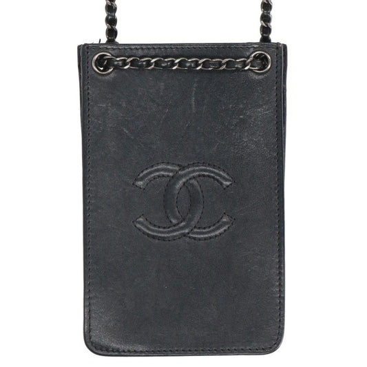 CHANEL Coco Pochette Chain Phone Bag Black Size ONE SIZE