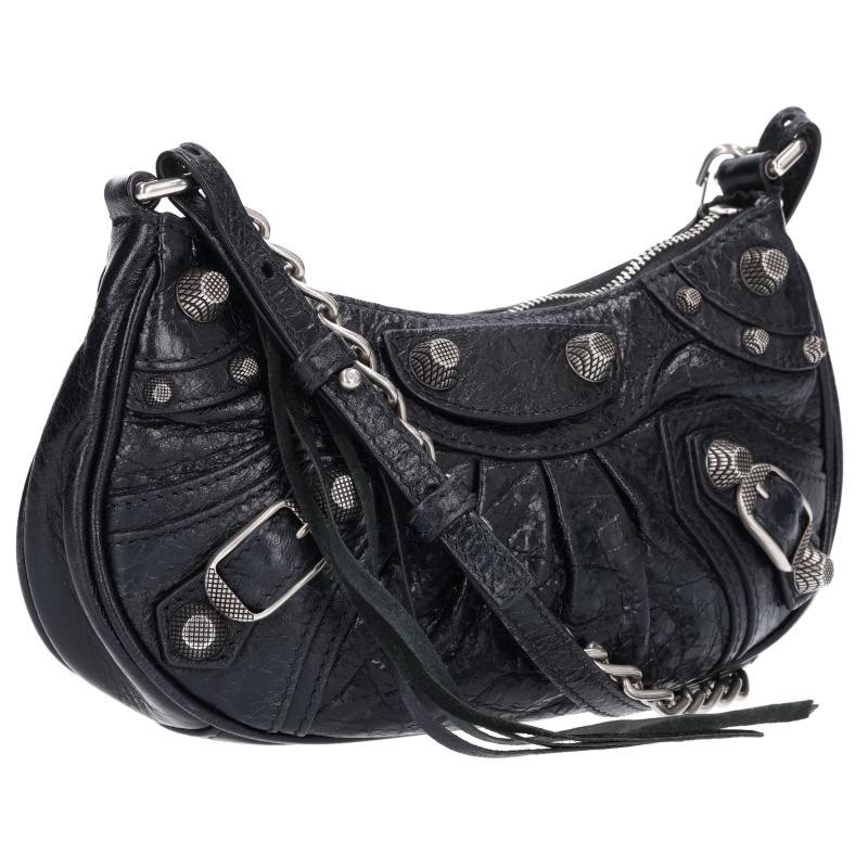 BALENCIAGA Le Cagole Studded Leather Bag Black Size ONE SIZE