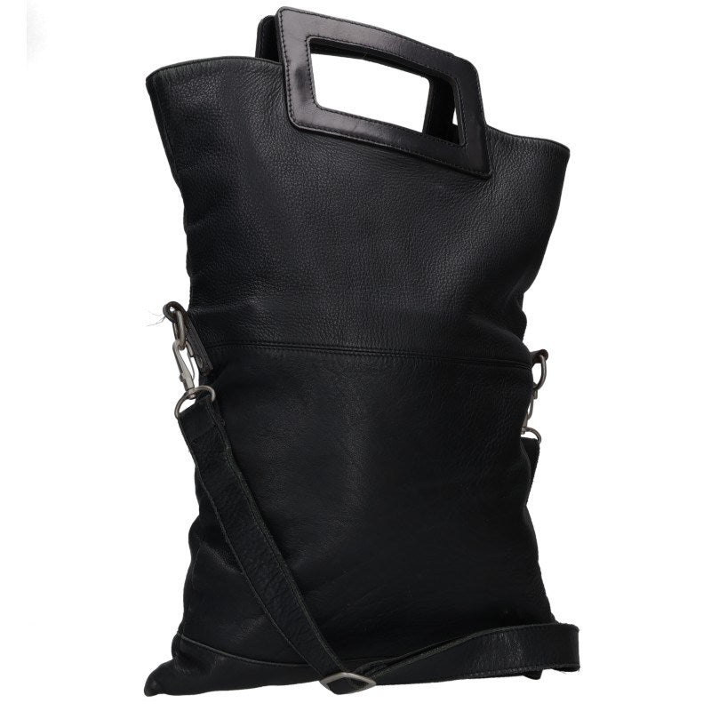 Yamamoto + Noir 2-Way Leather Square Shoulder Bag Black