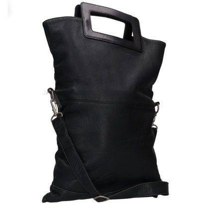 Yamamoto + Noir 2-Way Leather Square Shoulder Bag Black
