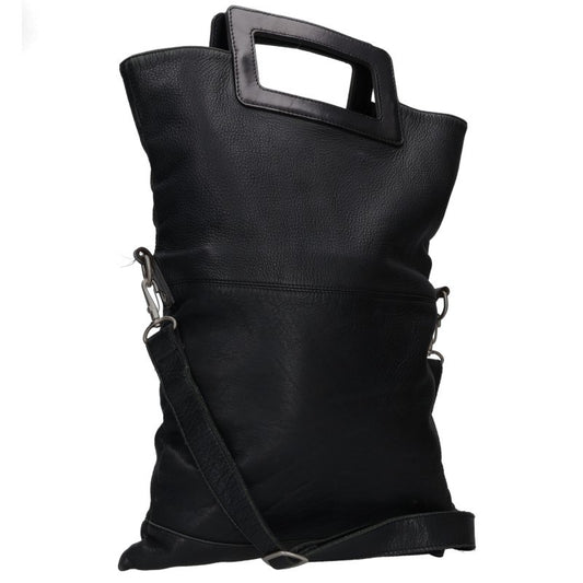 Yamamoto + Noir 2-Way Leather Square Shoulder Bag Black