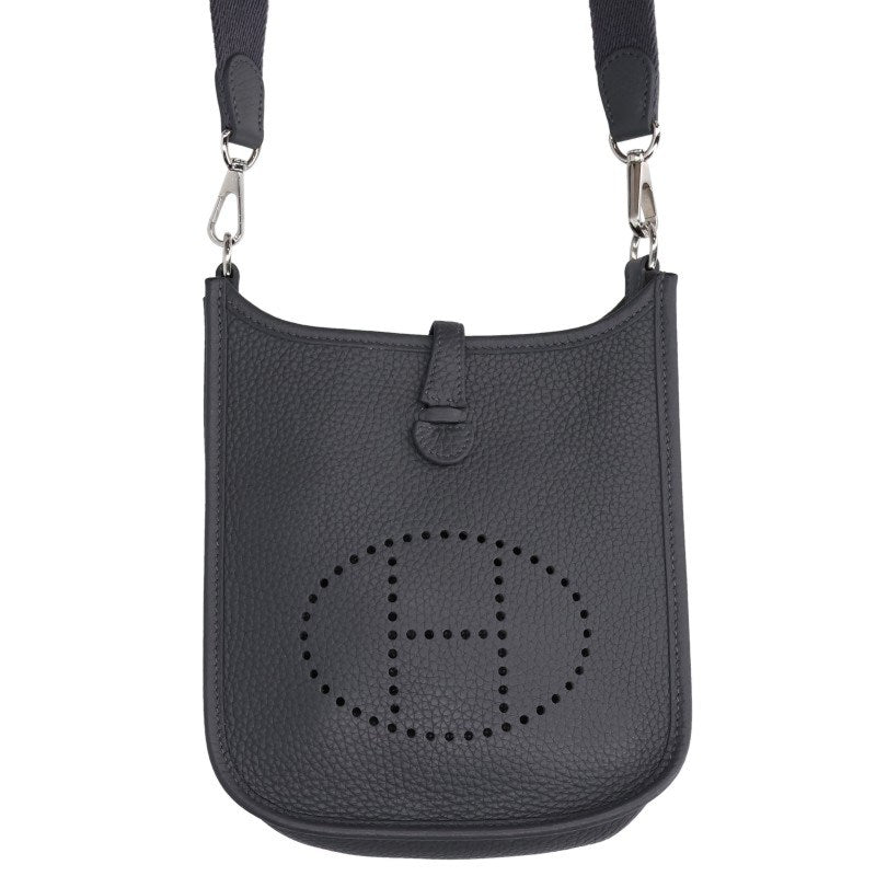 HERMES Evelyne Clemence Leather Shoulder Bag Gray Size TPM
