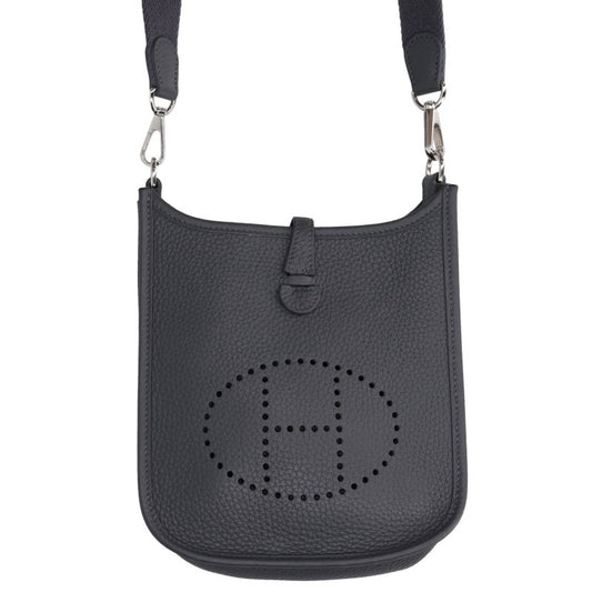 HERMES Evelyne Clemence Leather Shoulder Bag Gray Size TPM