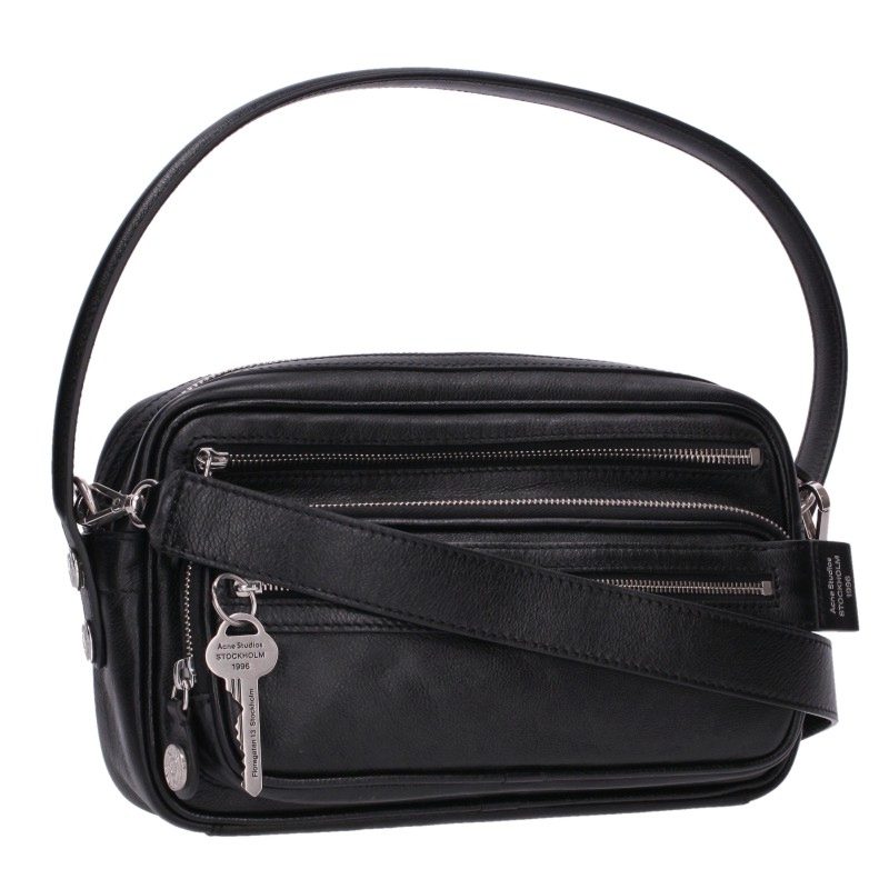 ACNE STUDIOS Black Leather Camero Shoulder Bag Size UNI