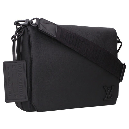 LOUISVUITTON Black Aerogram Calfskin Leather Messenger Bag