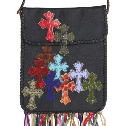 Chrome Hearts Hippie Fringe Leather Shoulder Bag Black Multi