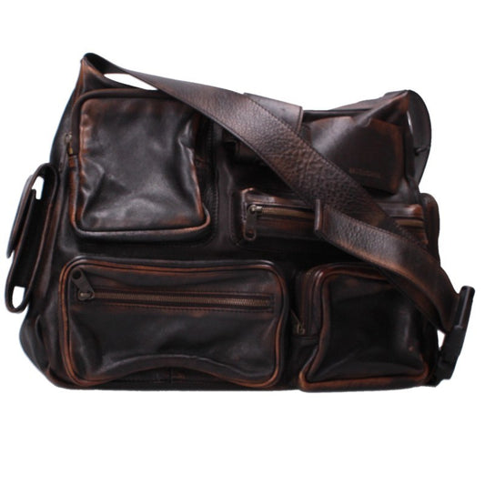 BALENCIAGA Super Busy Leather Shoulder Bag Brown