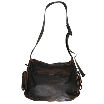 BALENCIAGA Super Busy Leather Shoulder Bag Brown