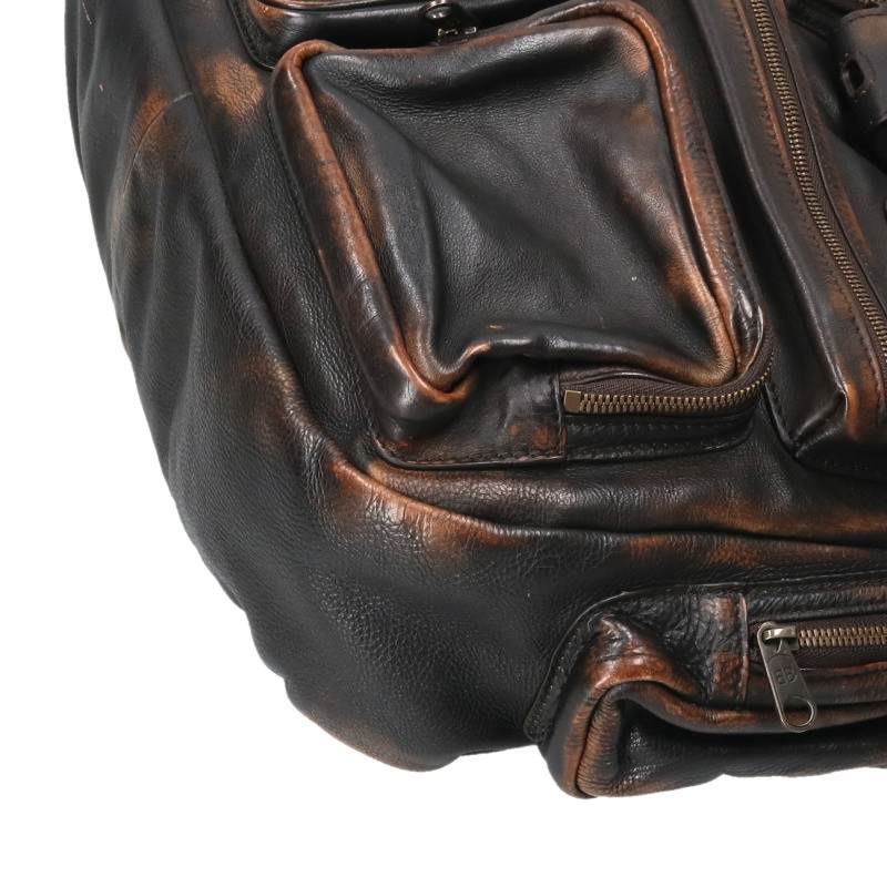 BALENCIAGA Super Busy Leather Shoulder Bag Brown