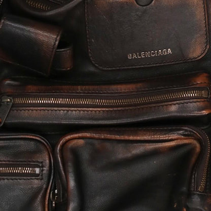 BALENCIAGA Super Busy Leather Shoulder Bag Brown