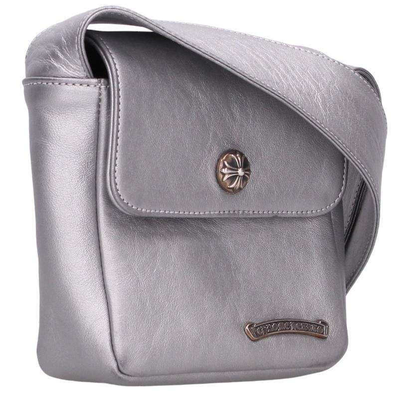 Chrome Hearts HOT POT Cross Ball Button Leather Bag Silver