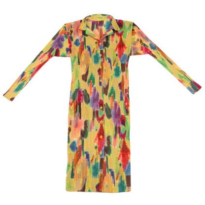 PLEATS PLEASE Mosaic Print Pleated Long Shirt Multi Size 3