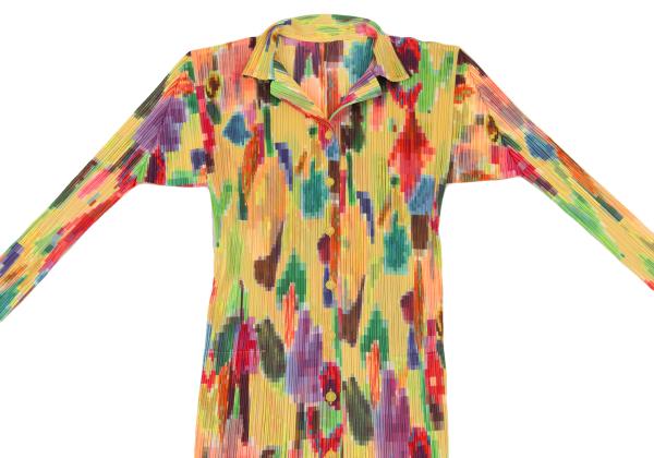 PLEATS PLEASE Mosaic Print Pleated Long Shirt Multi Size 3