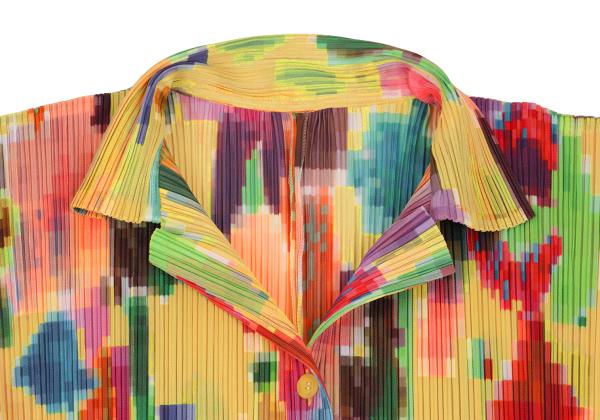 PLEATS PLEASE Mosaic Print Pleated Long Shirt Multi Size 3