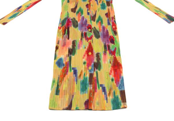 PLEATS PLEASE Mosaic Print Pleated Long Shirt Multi Size 3