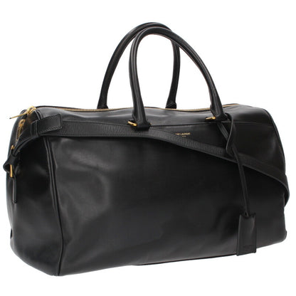 Saint Laurent Paris Duffle 2-Way Shoulder Leather Boston Bag Black x Gold