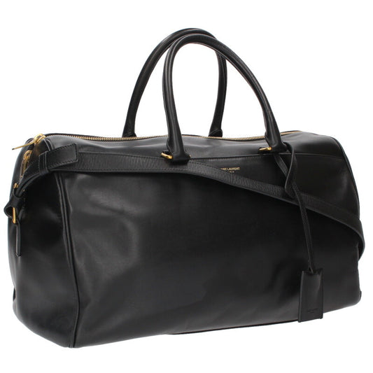 Saint Laurent Paris Duffle 2-Way Shoulder Leather Boston Bag Black x Gold