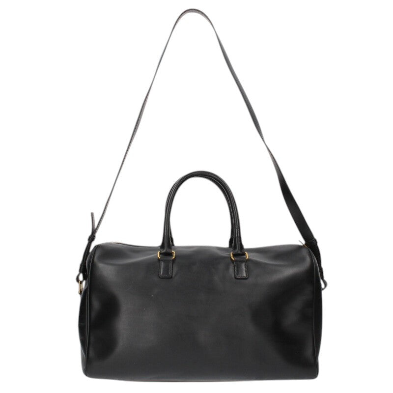 Saint Laurent Paris Duffle 2-Way Shoulder Leather Boston Bag Black x Gold
