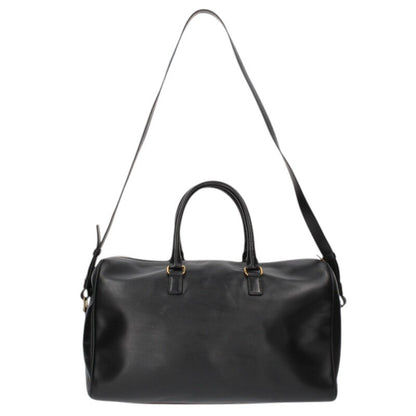Saint Laurent Paris Duffle 2-Way Shoulder Leather Boston Bag Black x Gold