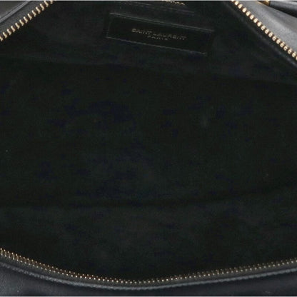 Saint Laurent Paris Duffle 2-Way Shoulder Leather Boston Bag Black x Gold