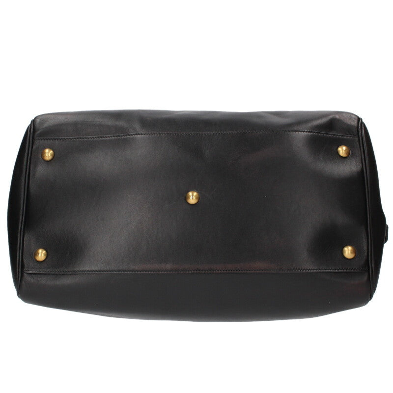 Saint Laurent Paris Duffle 2-Way Shoulder Leather Boston Bag Black x Gold