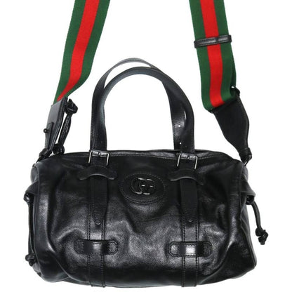 GUCCI Double G Small Duffle Boston Bag Black Size ONE SIZE