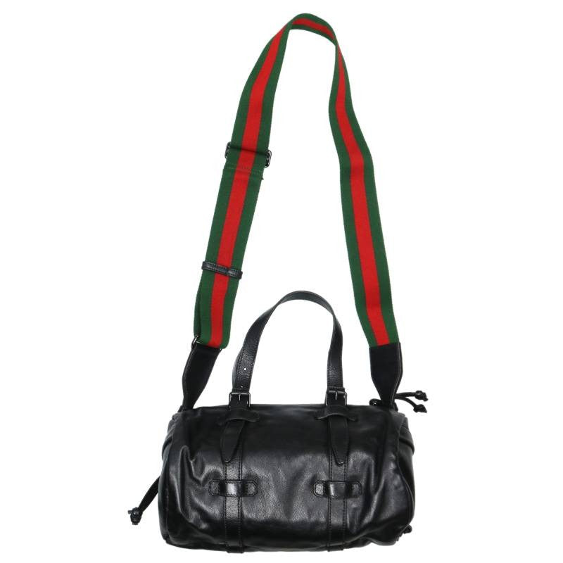 GUCCI Double G Small Duffle Boston Bag Black Size ONE SIZE