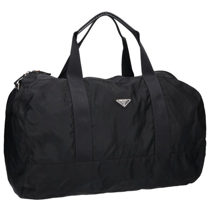 PRADA Triangle Logo Nylon Boston Bag Black
