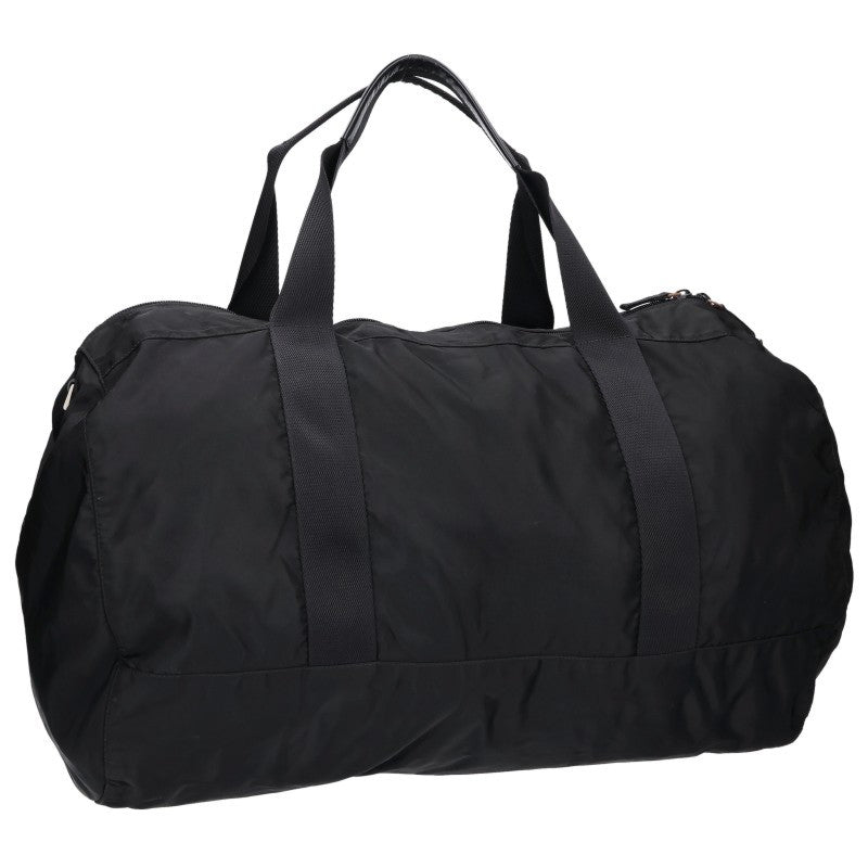 PRADA Triangle Logo Nylon Boston Bag Black