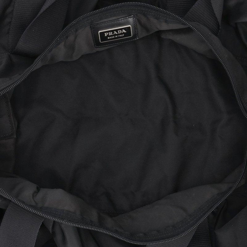 PRADA Triangle Logo Nylon Boston Bag Black