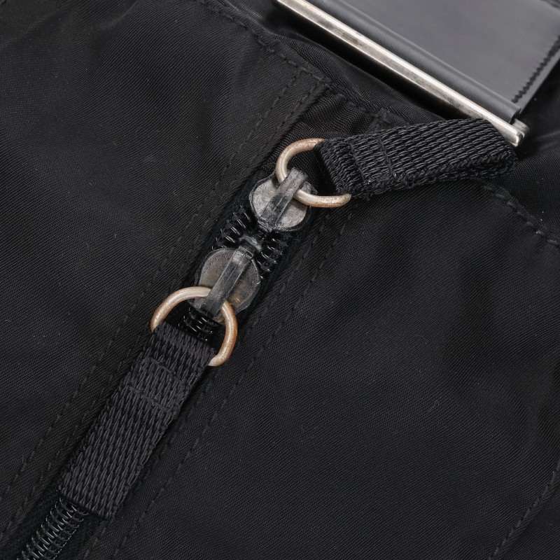 PRADA Triangle Logo Nylon Boston Bag Black