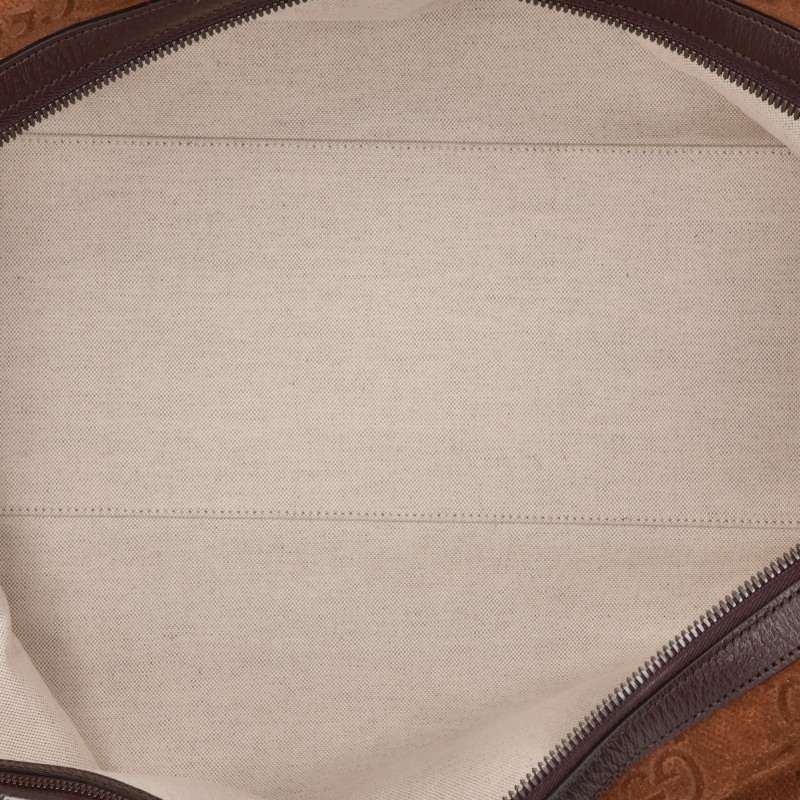 GUCCI GG Suede Boston Bag Brown Size ONE SIZE