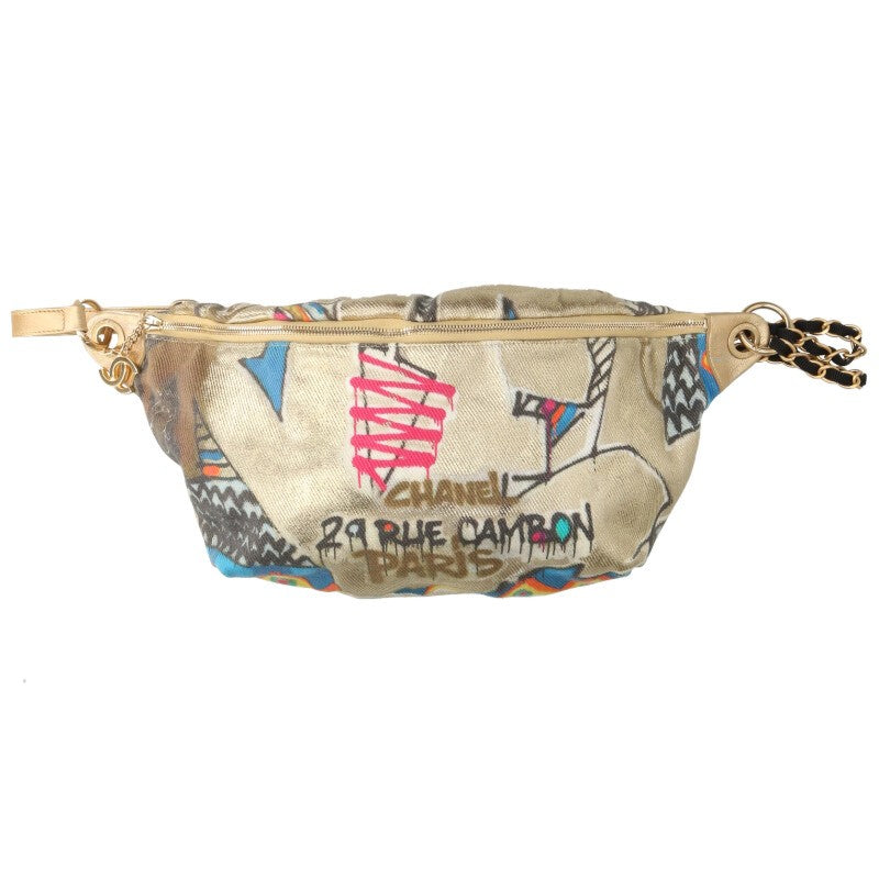 CHANEL Egypt Graffiti Chain Waist Bag Gold