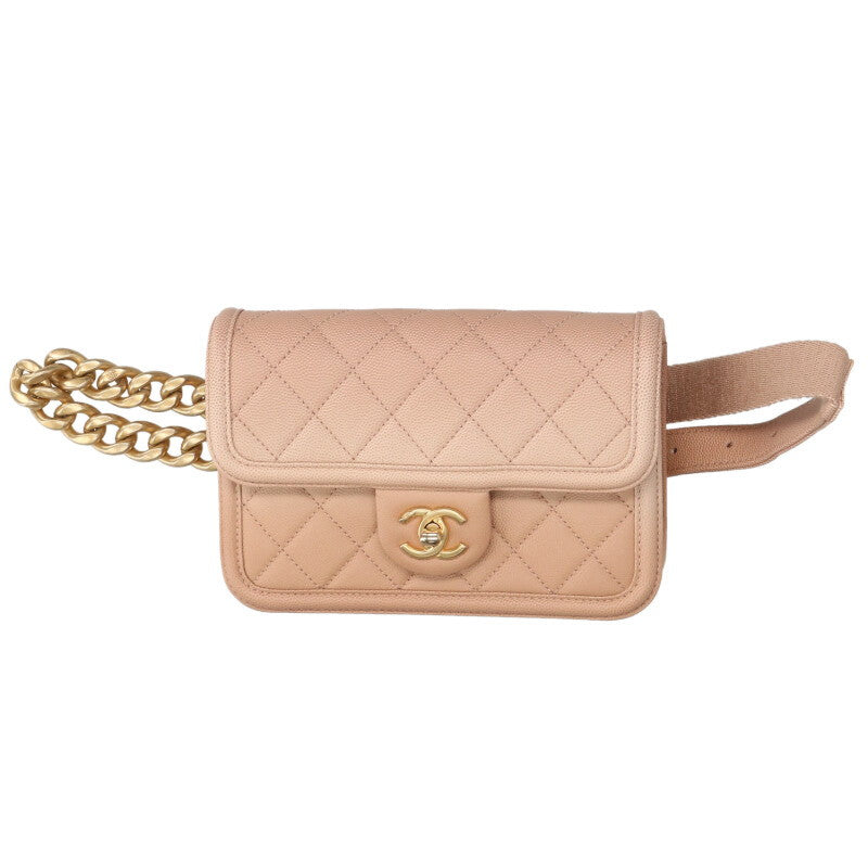 CHANEL Caviar Skin Belt Bag Beige Size ONE SIZE