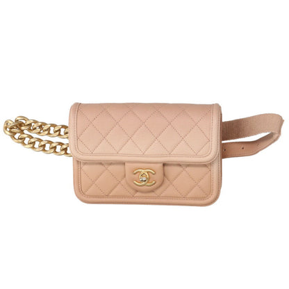 CHANEL Caviar Skin Belt Bag Beige Size ONE SIZE