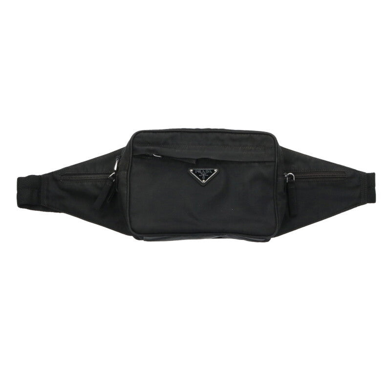 PRADA Triangle Logo Nylon Waist Bag Black Size ONE SIZE
