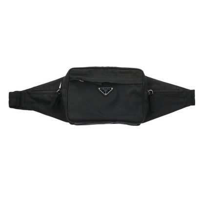 PRADA Triangle Logo Nylon Waist Bag Black Size ONE SIZE