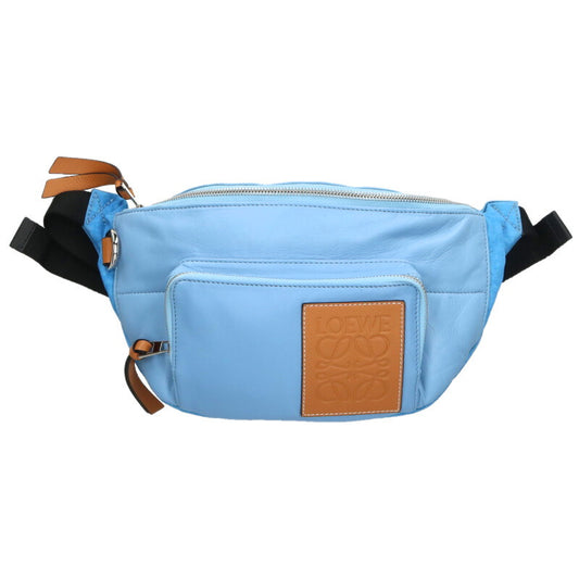 LOEWE Puffy Anagram Nylon Leather Bumbag Blue Size ONE SIZE