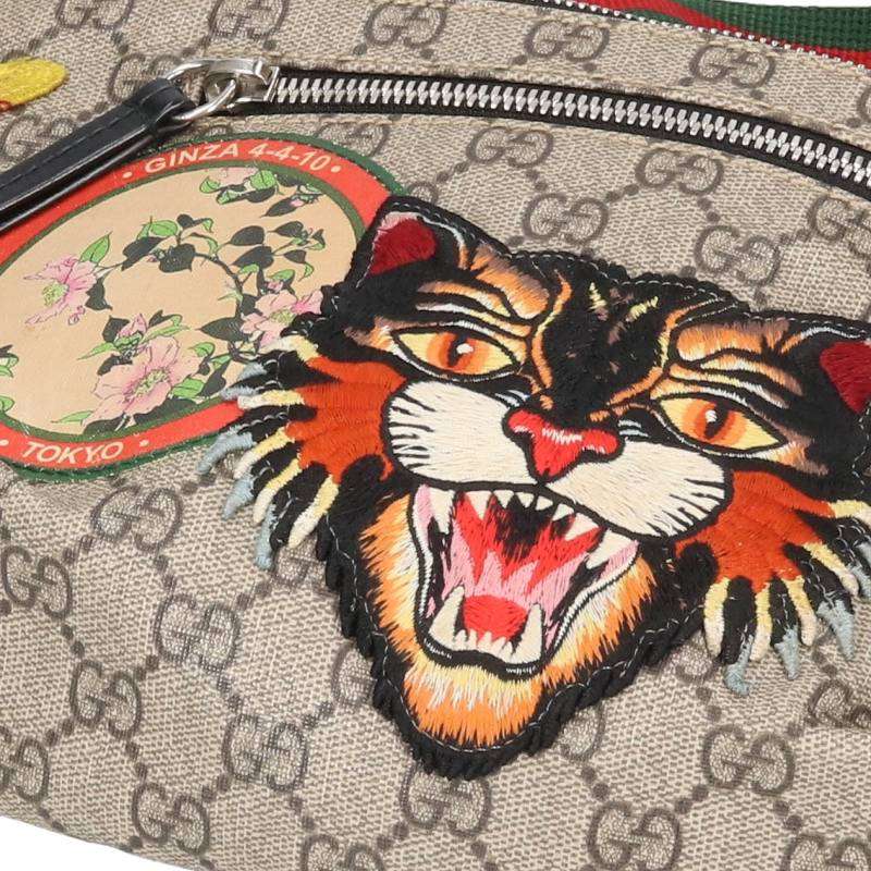 GUCCI GG Supreme Angry Cat Waist Bag Beige Size ONE SIZE