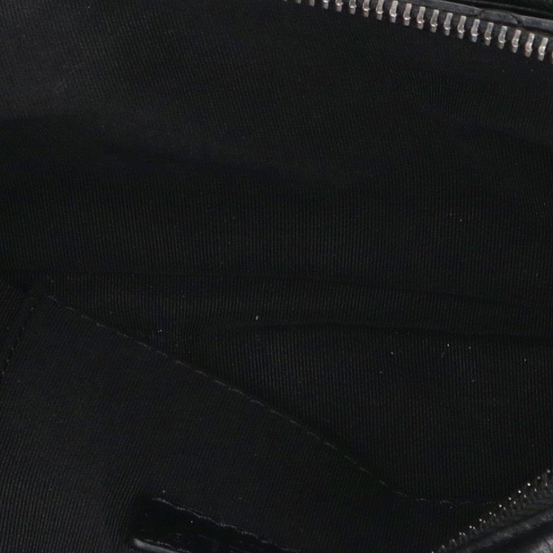 CHANEL Matelasse Calfskin Leather Body Bag Black Silver